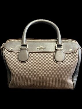 Coach Black Woven Leather Satchel - Coach